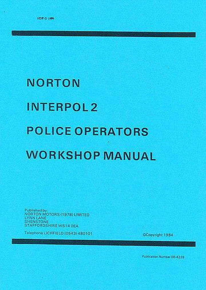Norton Interpol 2 (Wankelmotor) Police Operations Workshop Manual, Buchcover