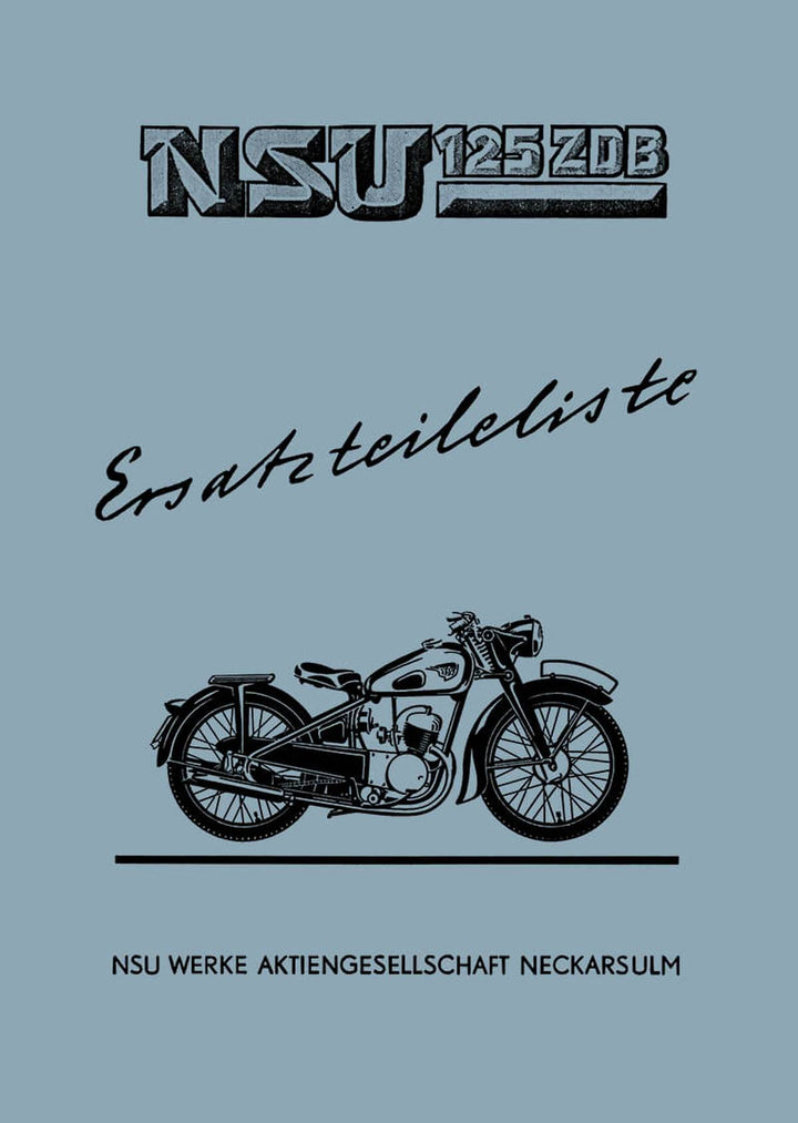 NSU 125ZDB Ersatzteilkatalog, Buchcover