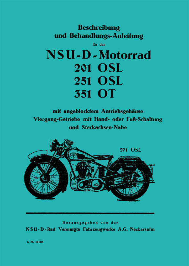 NSU 201OSL 251OSL 351OT Betriebsanleitung, Buchcover