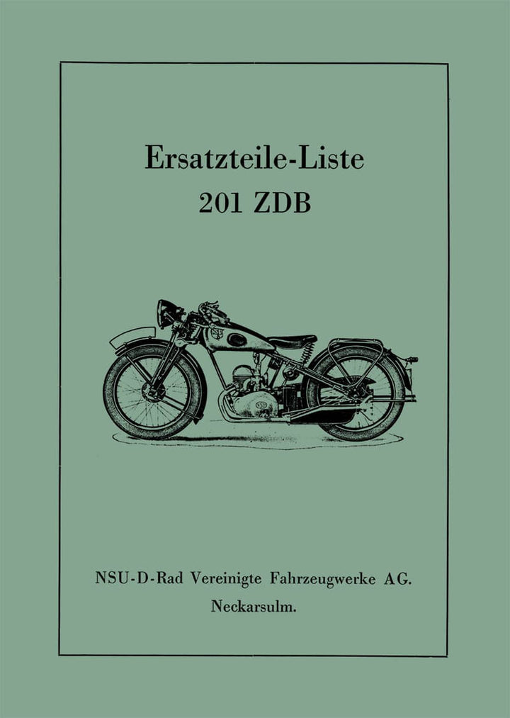 NSU 201ZDB Ersatzteilkatalog, Buchcover