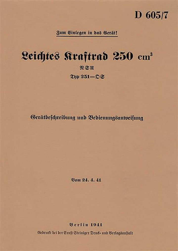 NSU 251OS Betriebsanleitung, Buchcover