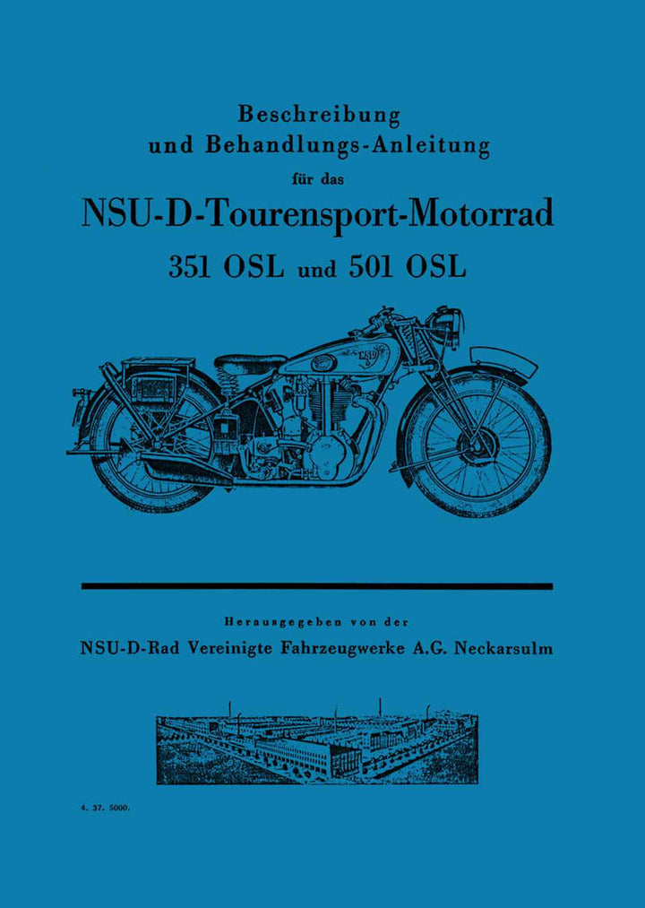 NSU 351OSL und 501OSL Betriebsanleitung, Buchcover