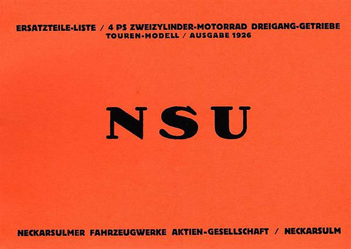 NSU 4 PS, Zweizylinder, 3-Gang, Touren-Modell, Ersatzteilkatalog, Buchcover