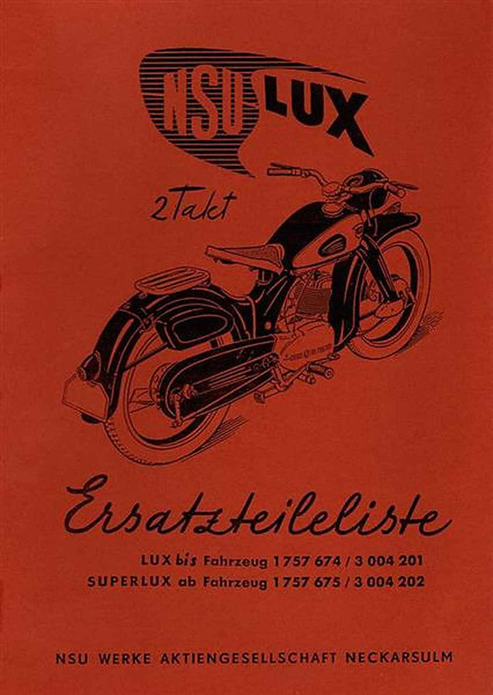 NSU Lux und Superlux Ersatzteilliste, Buchcover
