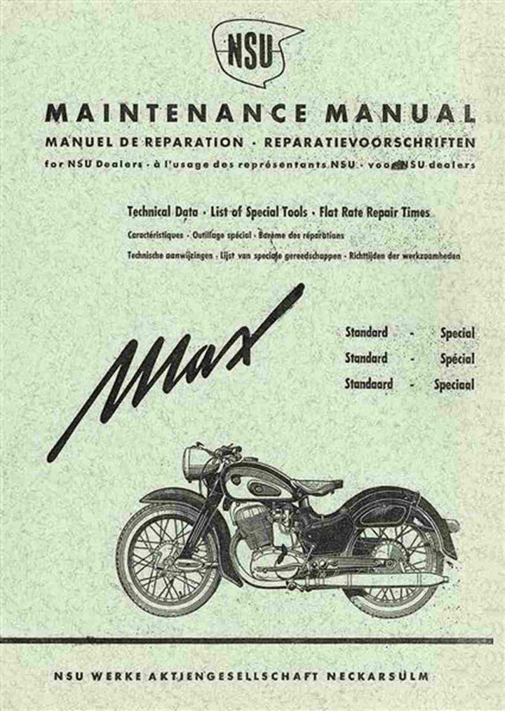 NSU Max Maintenance Manual, Buchcover