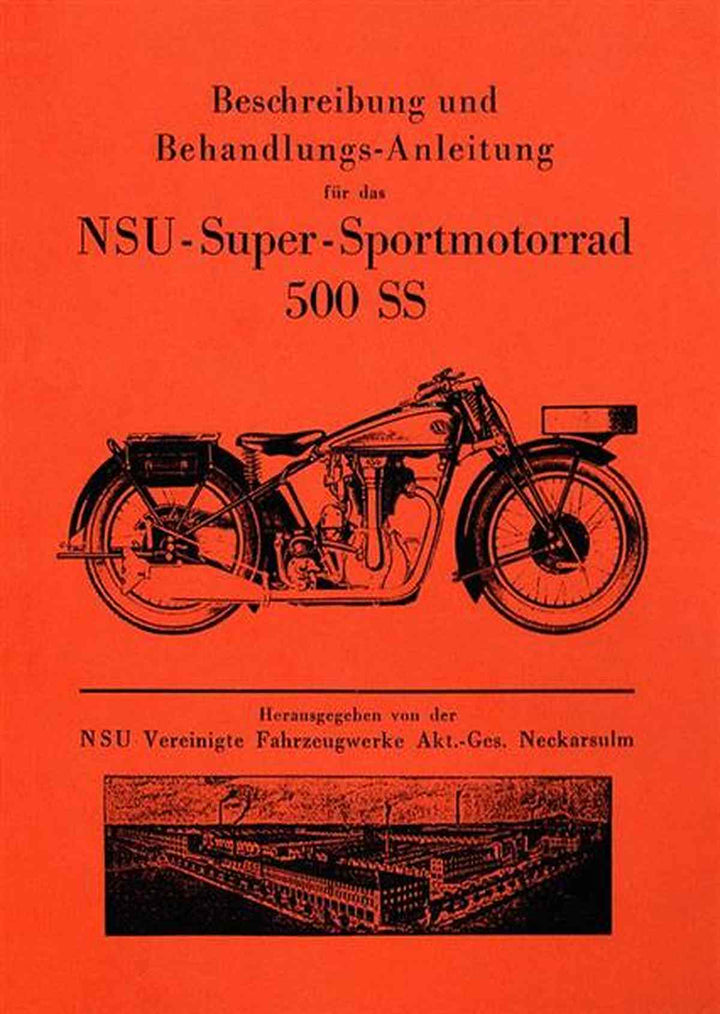 NSU Super-Sportmotorrad 500SS Betriebsanleitung, Buchcover
