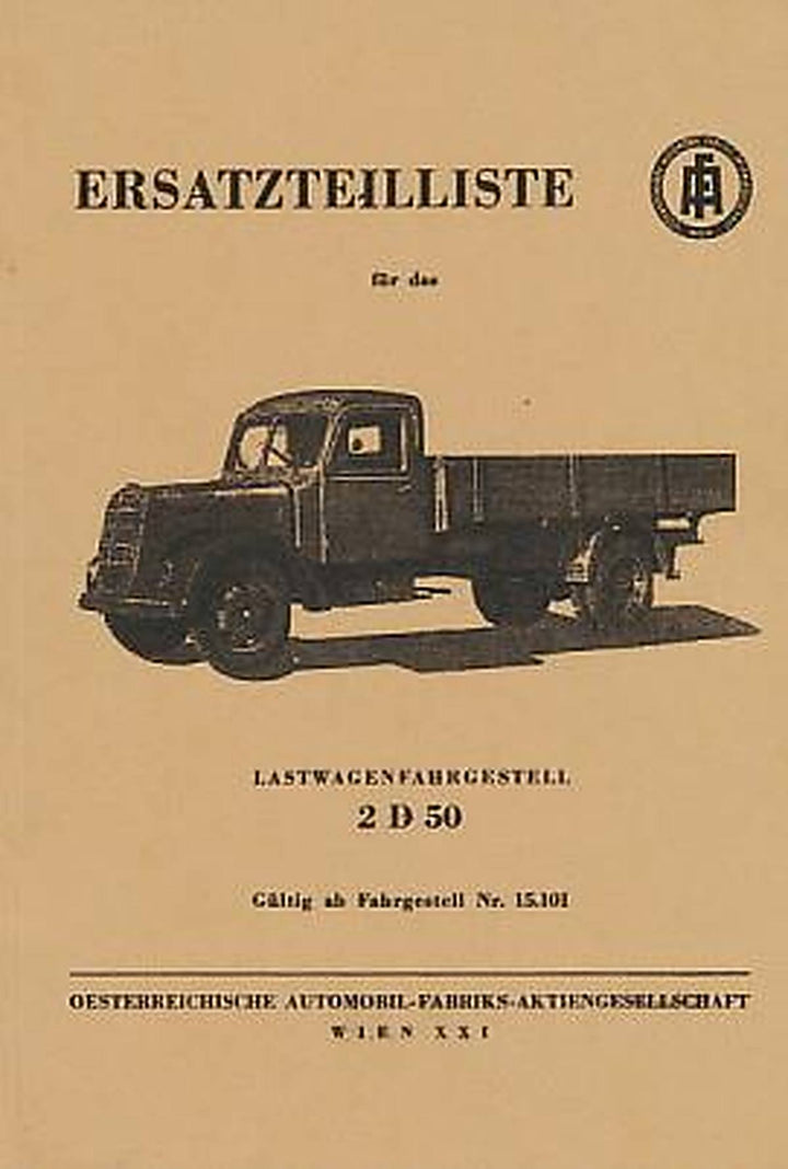 ÖAF Lastwagenfahrgestell 2 D 50, Ersatzteilkatalog, Buchcover