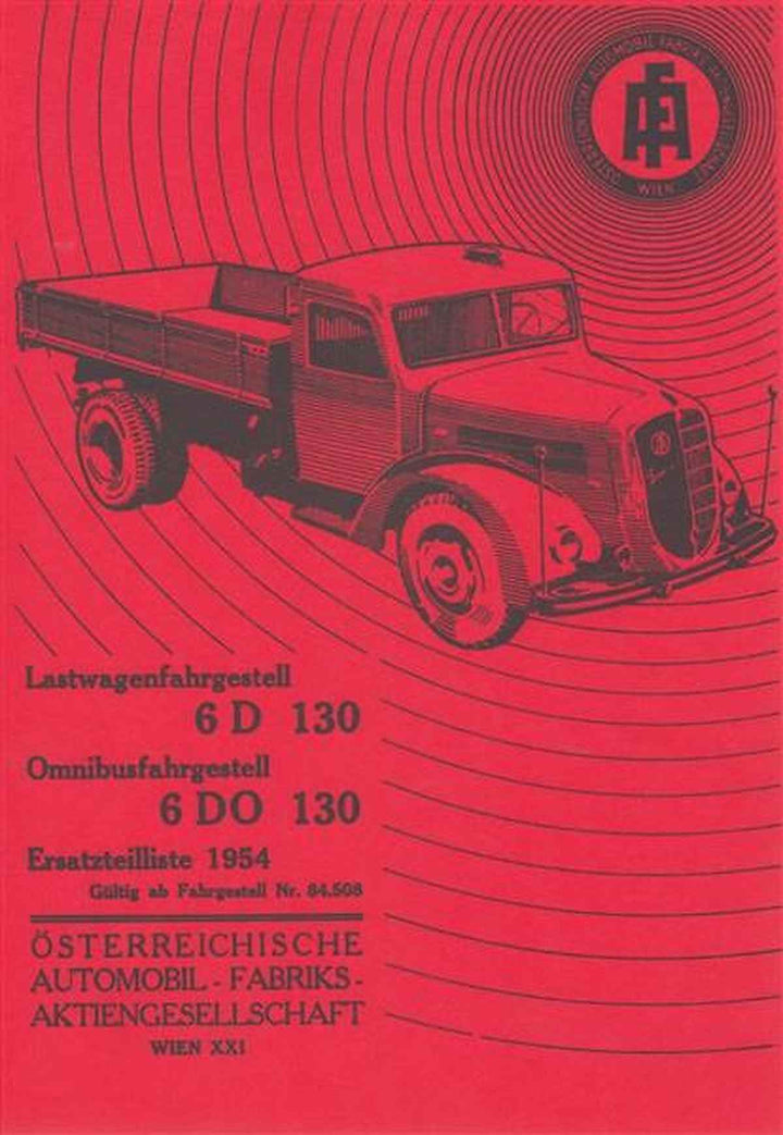 ÖAF 6 D 130 Lastwagenfahrgestell, 6 DO 130 Omnibusfahrgestell, Ersatzteilliste, Buchcover