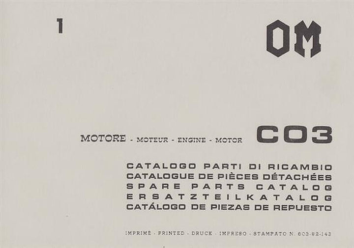 OM Motor CO3, Ersatzteilkatalog, Buchcover