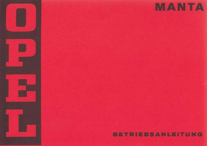 Opel Manta, Betriebsanleitung, Buchcover