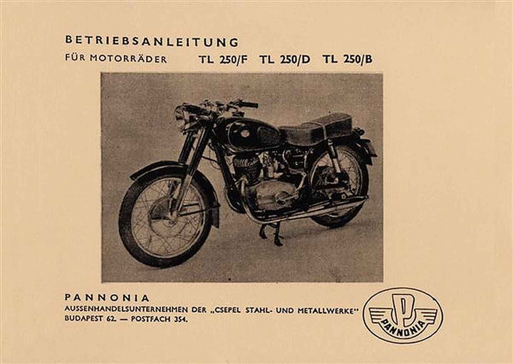 Pannonia TL250/F TL250/D TL250/B Betriebsanleitung, Buchcover