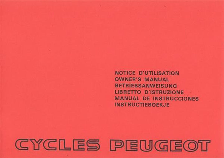 Peugeot Cycles, Betriebsanweisung, Buchcover