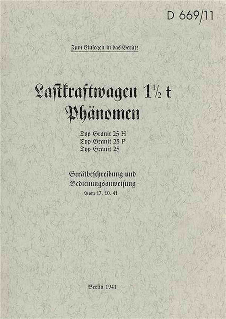 Phänomen Granit 25 LKW Betriebsanleitung, Buchcover