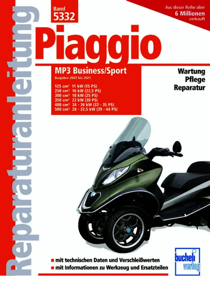 Piaggio MP3 Reparaturanleitung und Werkstatthandbuch - gedrucktes Buch zum Bestpreis! - verwuester.net