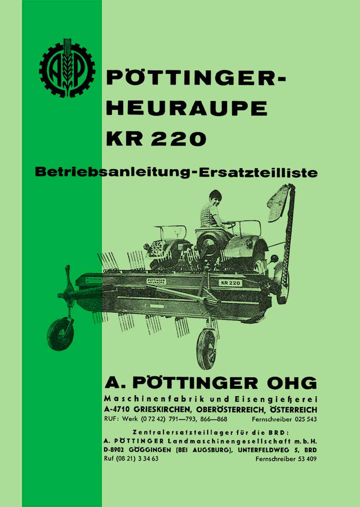 Pöttinger KR 220 Betriebsanleitung und Ersatzteilliste, Buchcover