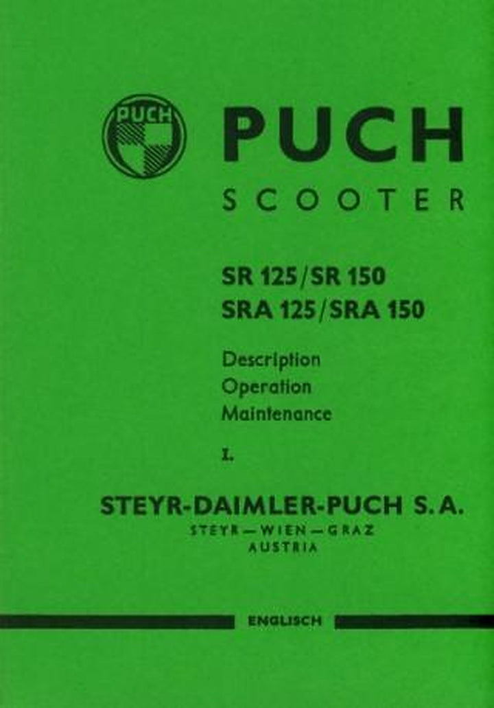 Puch 125/150 SR/SRA Scooter owners manual, Buchcover