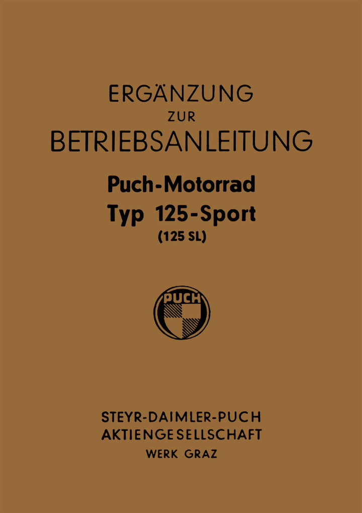Puch 125 Sport (Puch 125 SL) – Ergänzung zur Betriebsanleitung, Buchcover