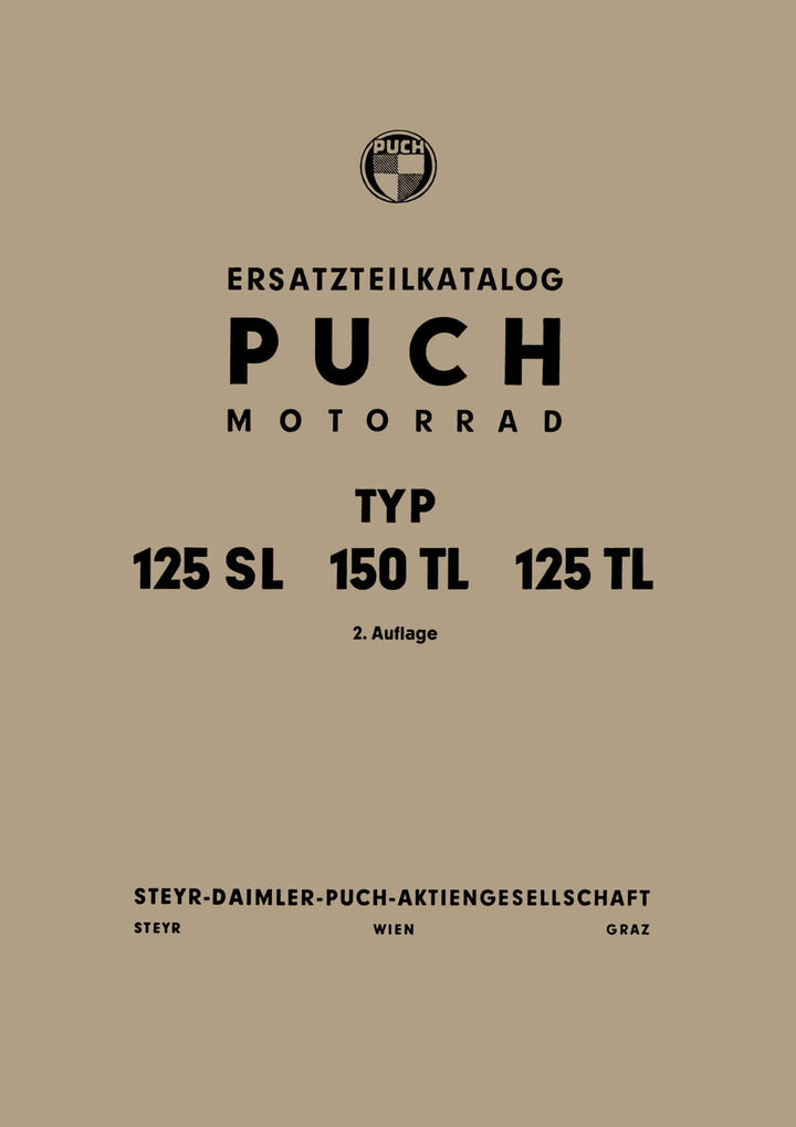 Puch 125 SL, 125 TL und 150 TL, Ersatzteilkatalog, Buchcover