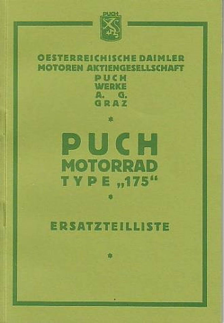 Puch 175 (Vorkrieg) Ersatzteilkatalog, Buchcover