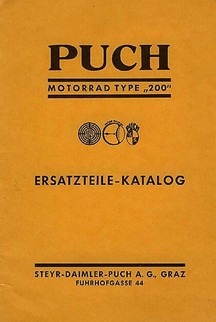 Puch Motorrad Typ 200 mit Pressstahlrahmen, Ersatzteilkatalog, Buchcover