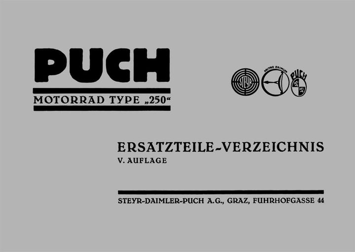 Puch 250 Touren und Sport-Modelle Ersatzteilkatalog, Buchcover