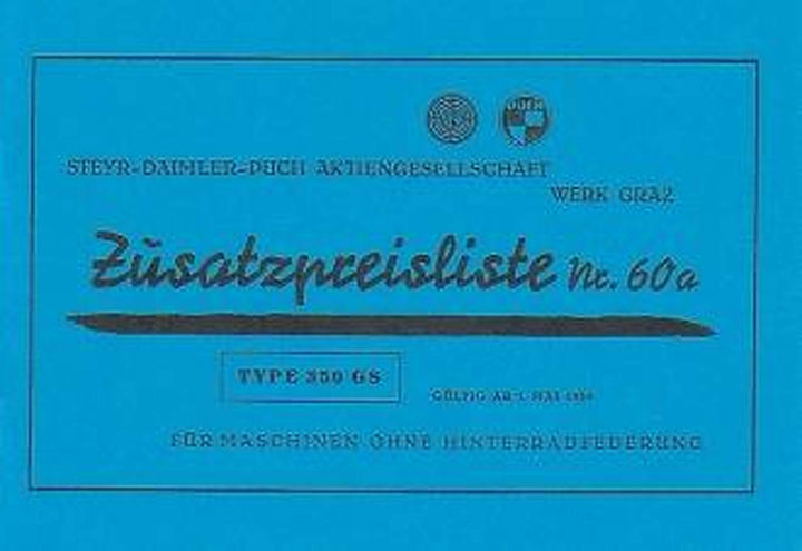 Puch Motorrad Type 350 GS – Zusatz-Preisliste, Buchcover