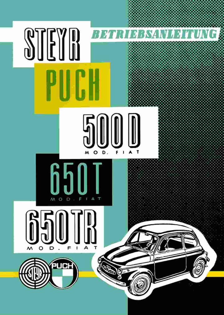 Puch 500, 650 T, 650 TR, mit hinten angeschlagenen Türen, Betriebsanleitung, Buchcover