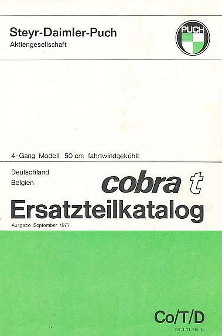 Puch Cobra T, 4-Gang, Enduromodell (Deutschland, Belgien) Ersatzteilkatalog, Buchcover