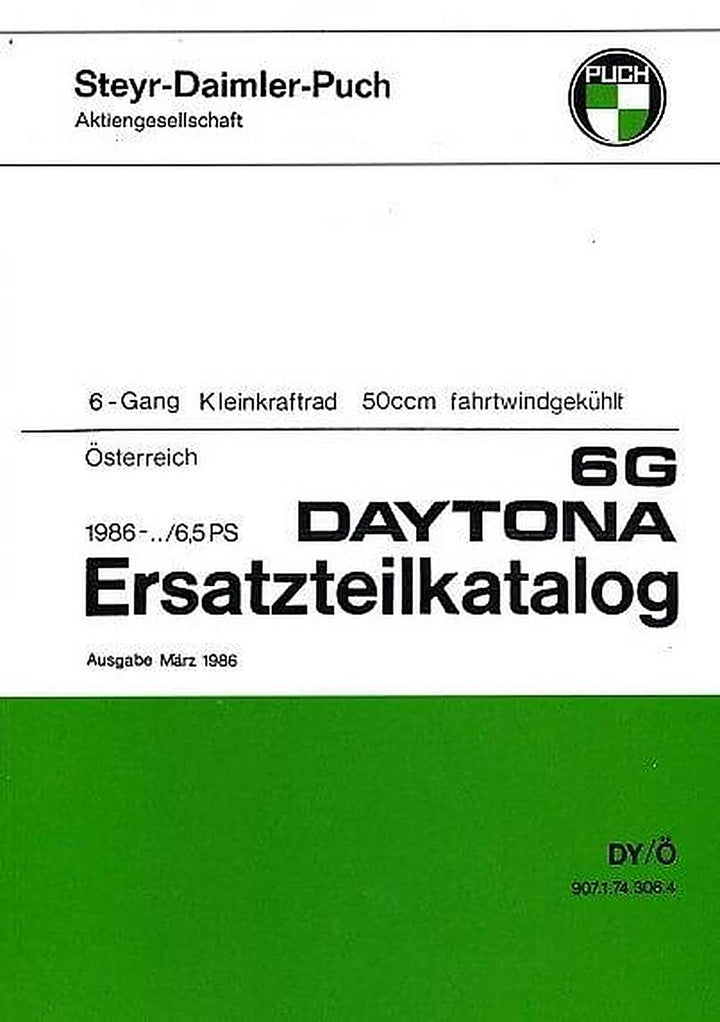 Puch Daytona 6G, Kleinkraftrad, 6-Gang, 6,5 PS, Ersatzteilkatalog, Buchcover