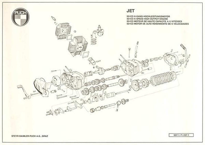 Puch 6-Gang Motor Poster, Poster-Motiv