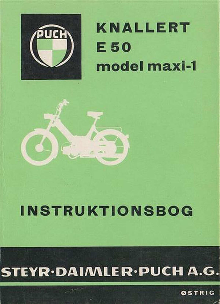 Puch Knallert E 50 model maxi-1, Instruktionsbog, Buchcover