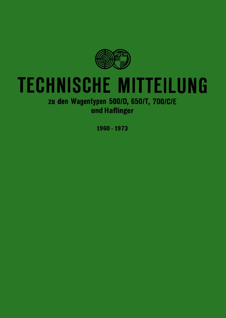 Puch Kundendienstmitteilungen Haflinger und PKW, Modelle von 1960 bis 1973, Buchcover
