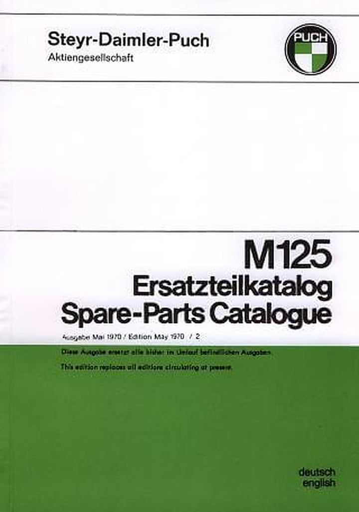 Puch M 125, (beinhaltet alle Modelle), Text in deutsch und englisch, Ersatzteilkatalog, Buchcover