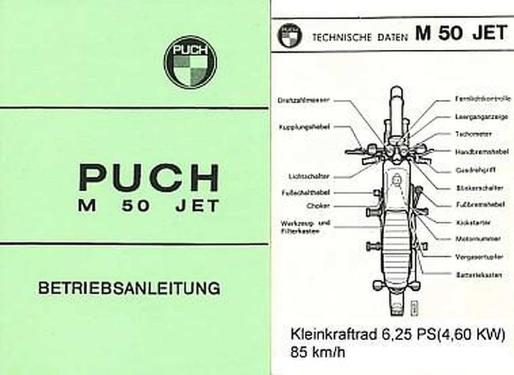 Puch M 50 Jet, 6,25 PS, Kleinkraftrad, Betriebsanleitung, Buchcover