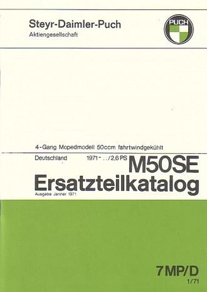 Puch M 50 SE 2,6 PS, ab 1971, Ausführung für Deutschland, Ersatzteilkatalog, Buchcover