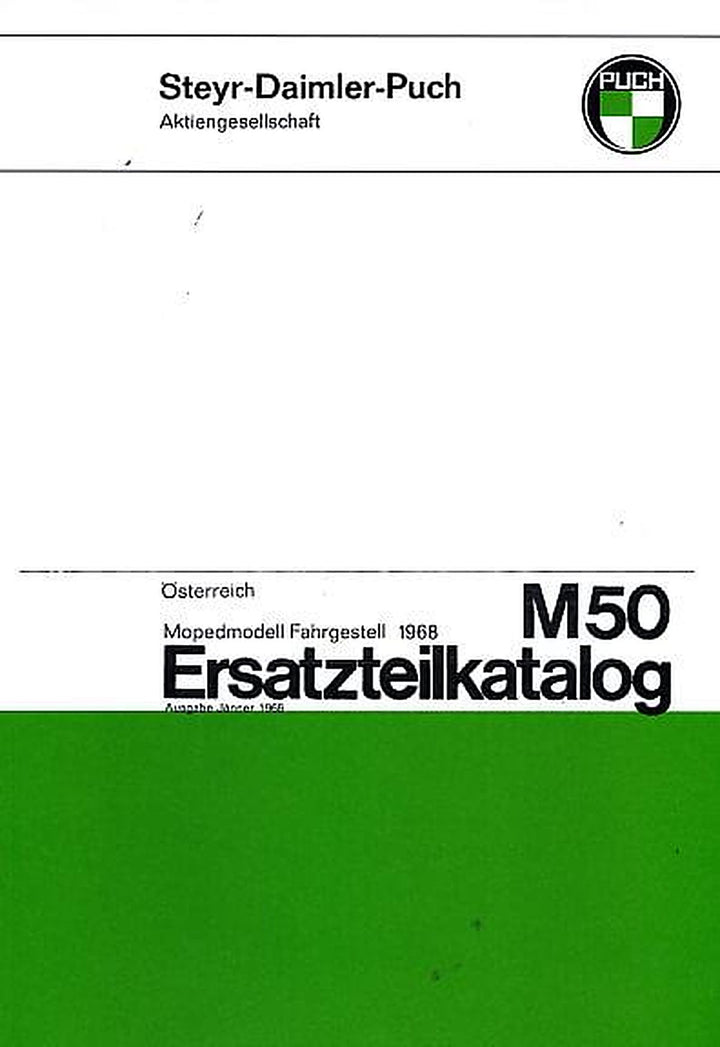 Puch M 50 (Sprinter) 4-Gang gebläsegekühlt, Ersatzteilkatalog Fahrgestell, Buchcover