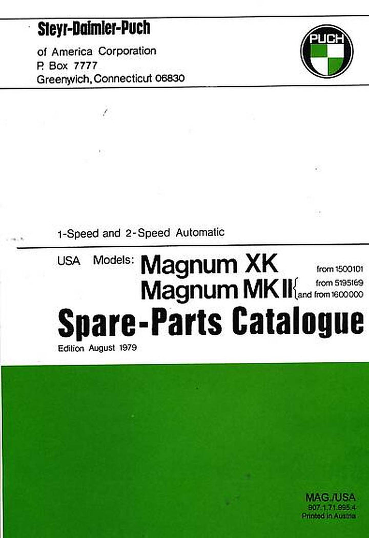Puch Magnum XK and Magnum MK II, 1- and 2-speed-automatic, spare-parts-catalogue, Buchcover