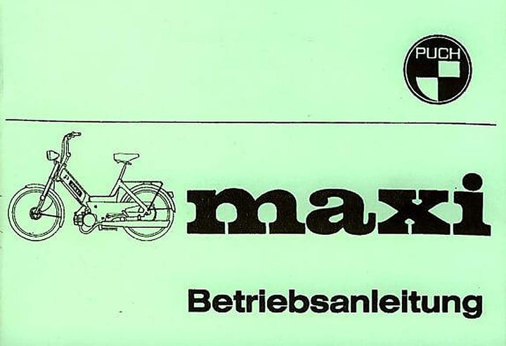 Puch Maxi (ohne Hinterradfederung), Betriebsanleitung, Buchcover