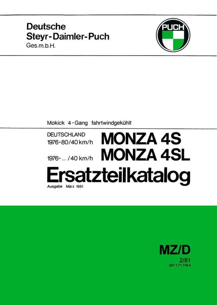 Puch Monza 4 S, 4 SL (Deutschland) Ersatzteilkatalog, Buchcover