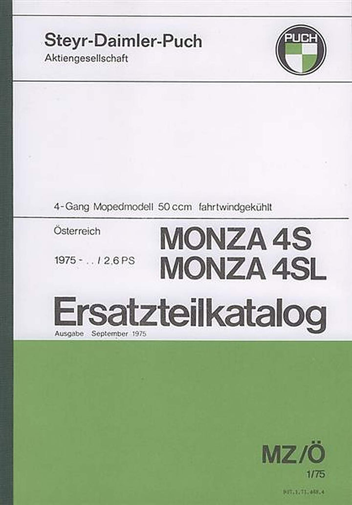 Puch Monza 4S, 4SL, Ersatzteilkatalog, Buchcover
