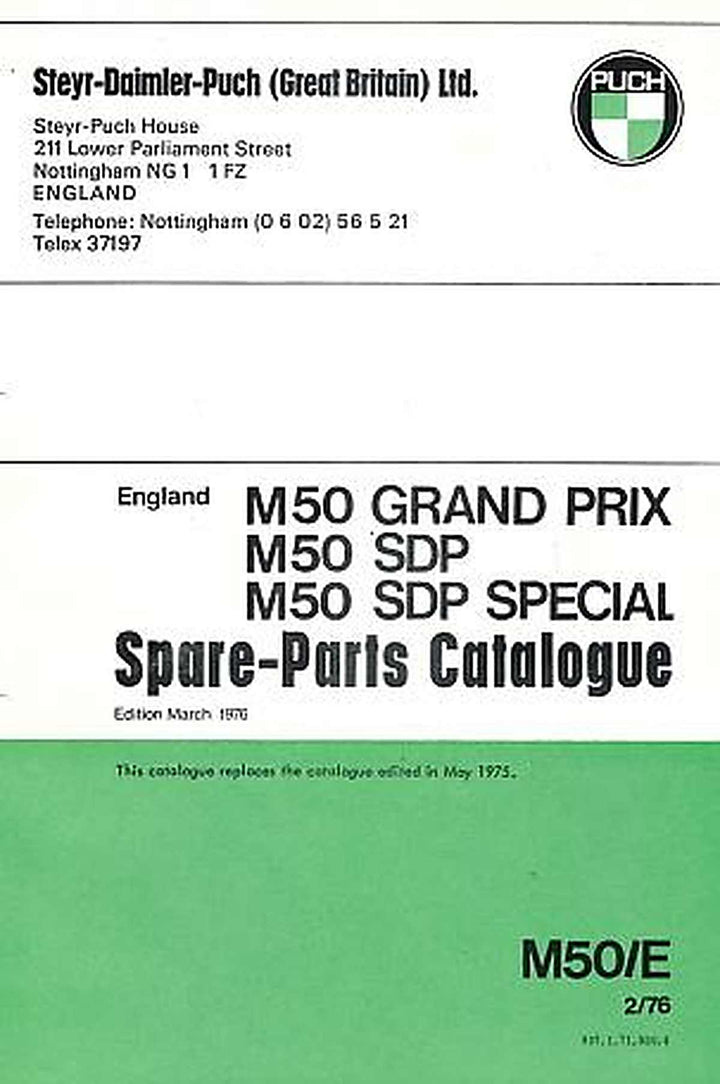 Puch Moped M 50 Grand Prix M 50 SDP, M 50 SDP Special, Spare-Parts-Catalogue, Buchcover