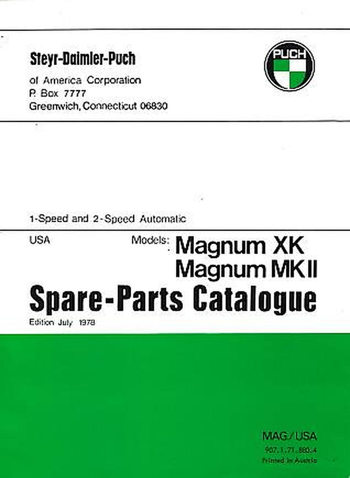 Puch Moped Magnum XK and MK II, Spare Parts Catalogue, Buchcover