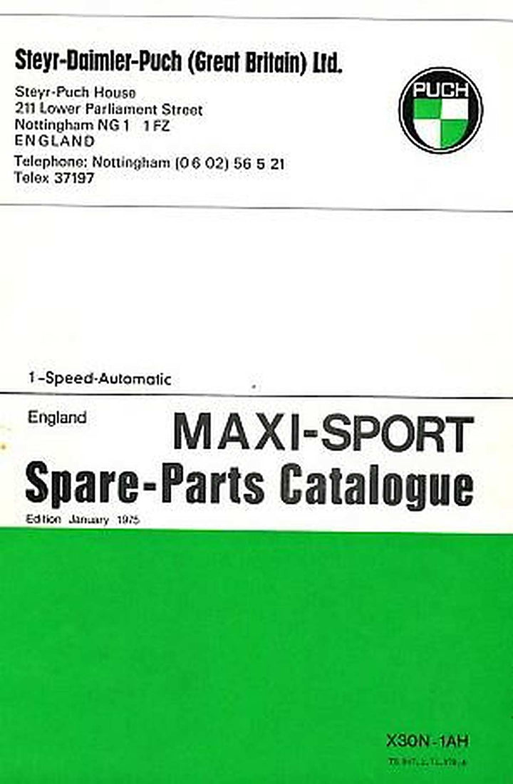 Puch Maxi-Sport (1-speed-automatic), Spare-Parts-Catalogue, Buchcover