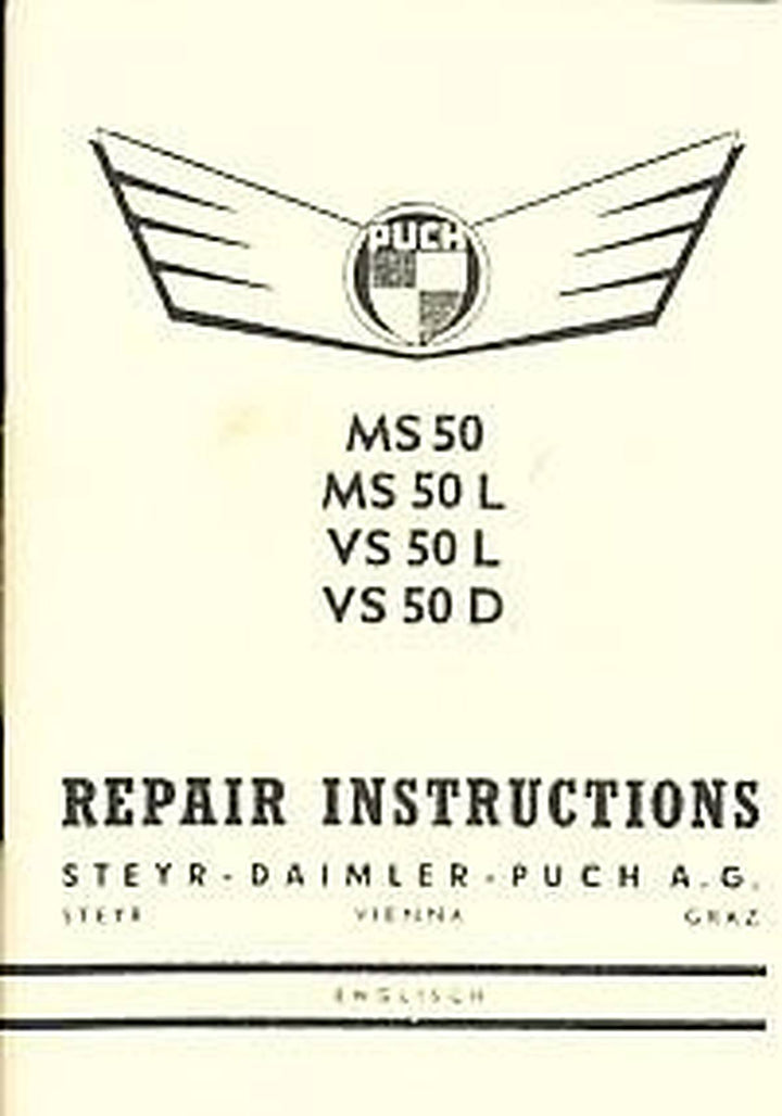 Puch MS 50 L, MS 50 V, VS 50 L, VS 50 D, repair instructions, Buchcover