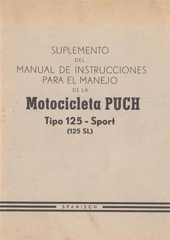 Puch Motocicleta Tipo 125 - Sport (125 SL) Suplemento del Manual, Buchcover