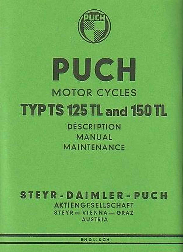 Puch Motorcycle TS 125 TL, 150 TL maintenance and repair manual, Buchcover