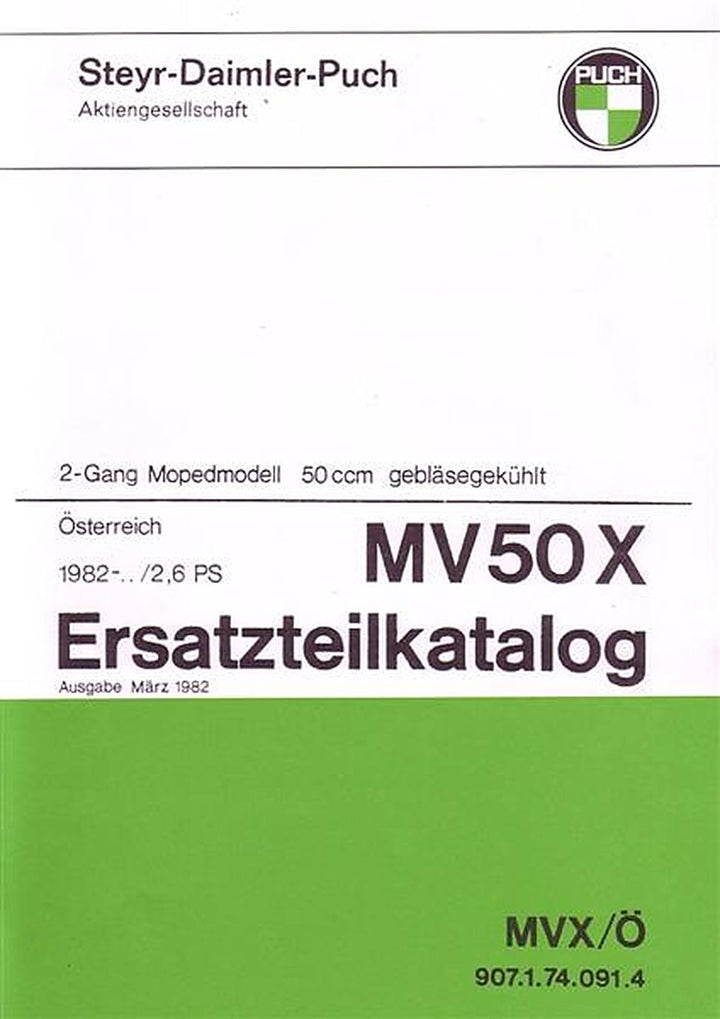Puch MV50X Ersatzteilkatalog, Buchcover