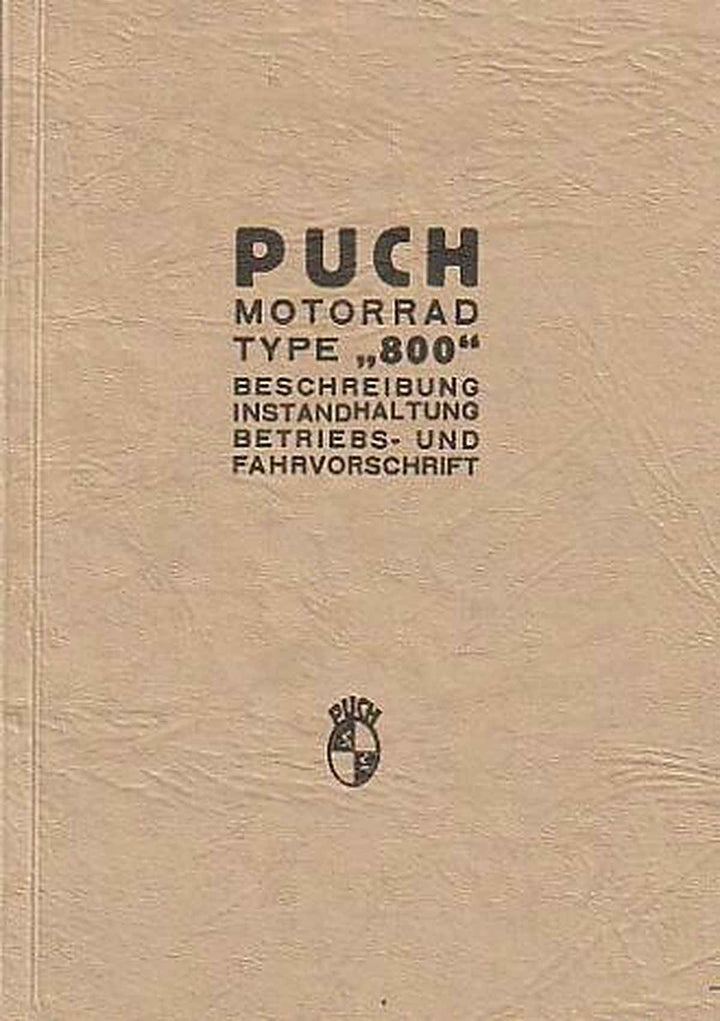 Puch 800 Viertakt, Betriebsanleitung, Buchcover