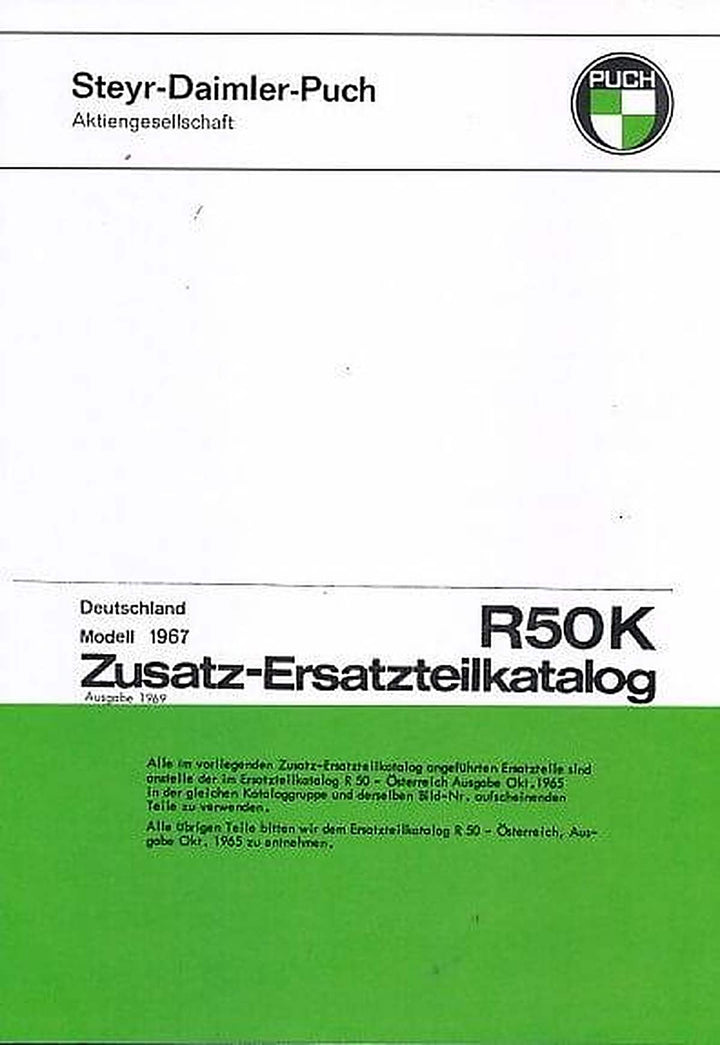Puch R 50 K (Kickstarter) Zusatz-Ersatzteilkatalog, Buchcover
