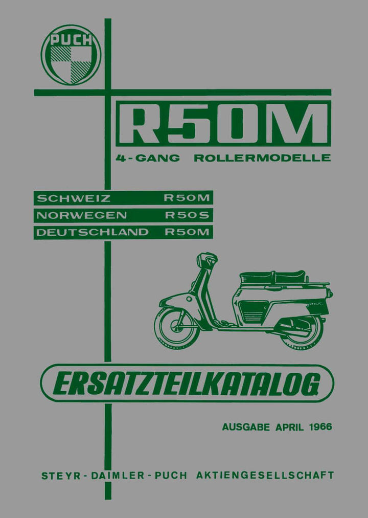 Puch R 50 M und R 50S Mopedroller Ersatzteilkatalog, Buchcover